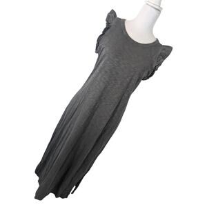 UNIVERSAL THREAD CO.! MARLED GRAY 100% COTTON KNIT, RUFFLE SLEEVE MAXI DRESS! S